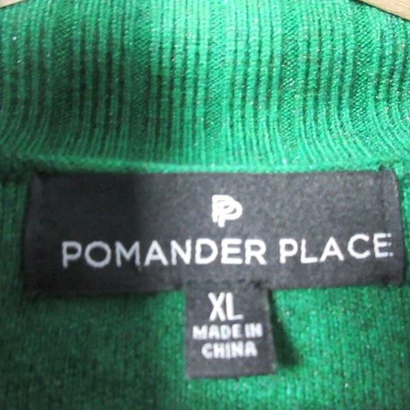 POMANDER PLACE Vivianne Green Turtleneck Oversized Sweater Dress XL 3/4 Length - Picture 3 of 10